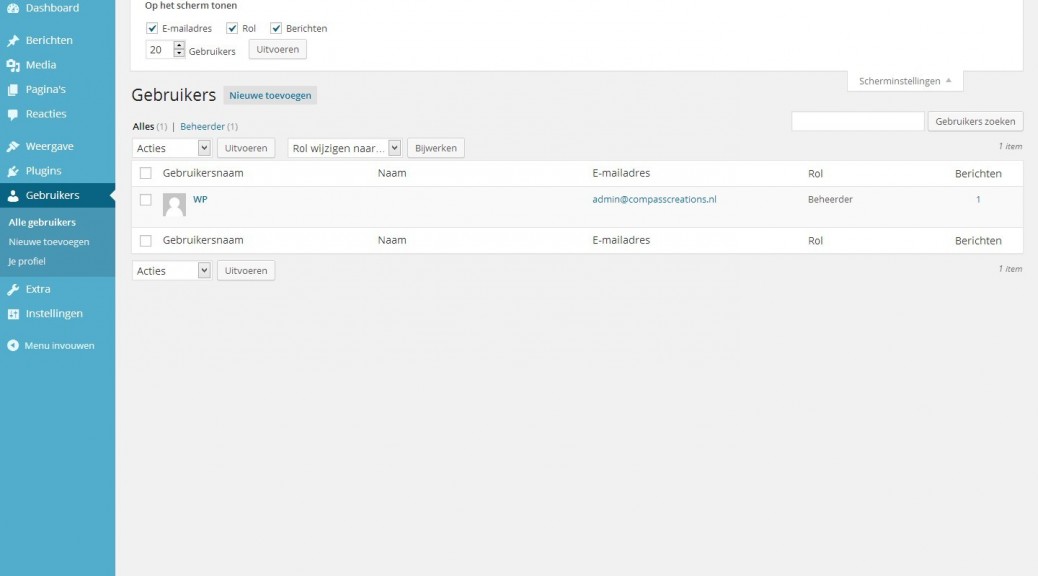 WordPress gebruikers - alle gebruikers - Handleiding Wordpress door Compass Creations webdesign Gouda