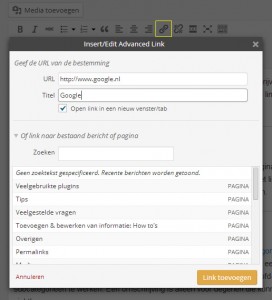 WordPress - link maken en bewerken - Handleiding WordPress door Compass Creations webdesign Gouda